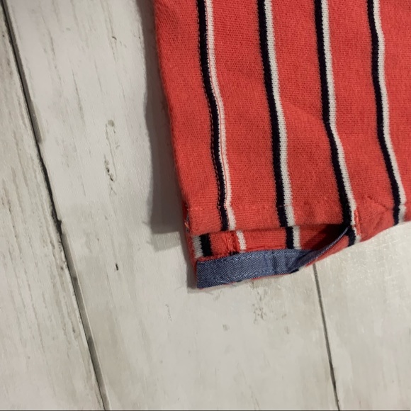 Nautica Coral striped top with blue jean cuff Sz S - Picture 5 of 5